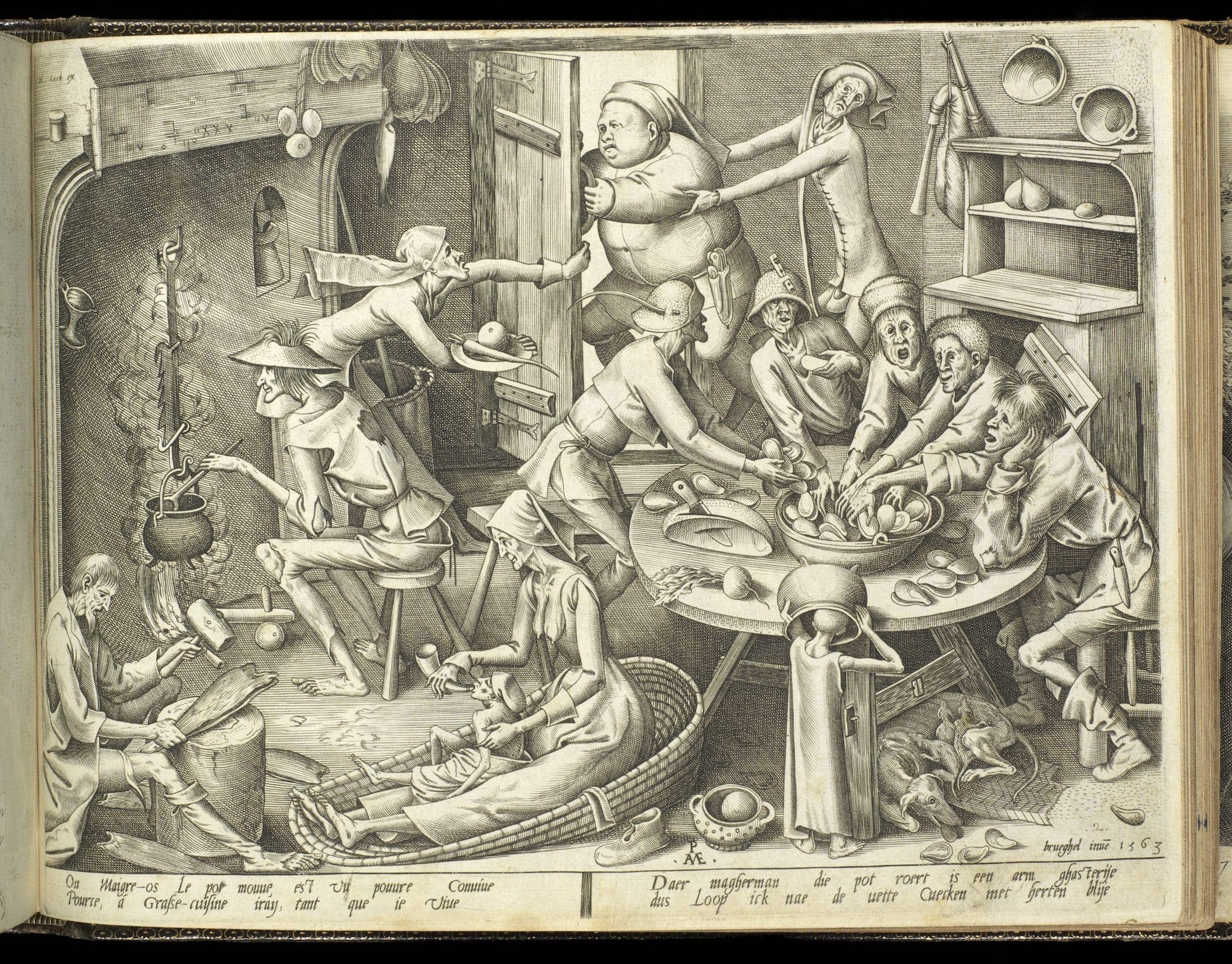 Pieter van der Heyden, after Bruegel, The thin kitchen Engraving, 1563 P.4290-R-155.