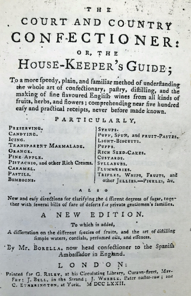 Title page for the confectionary recipe book