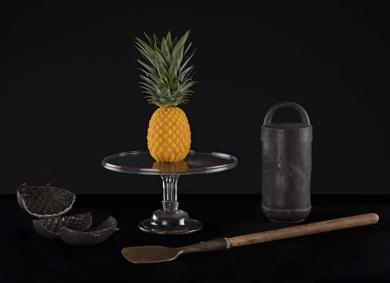 early 19th-century pewter sorbetiere for mixing ice cream (also exhibited in Feast & Fast together with the pineapple ice cream mould and a spaddle)
