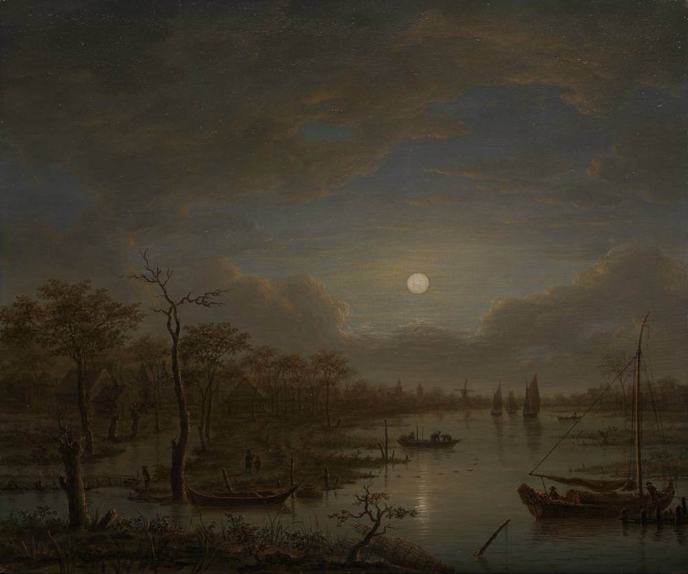 River scene by moonlight