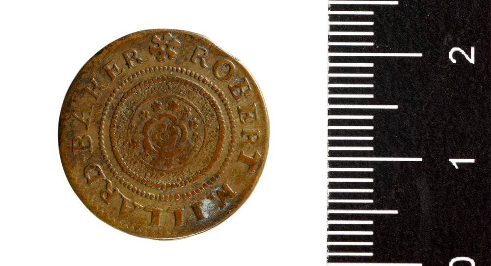 Baker’s token/halfpenny with a decorated pie crust